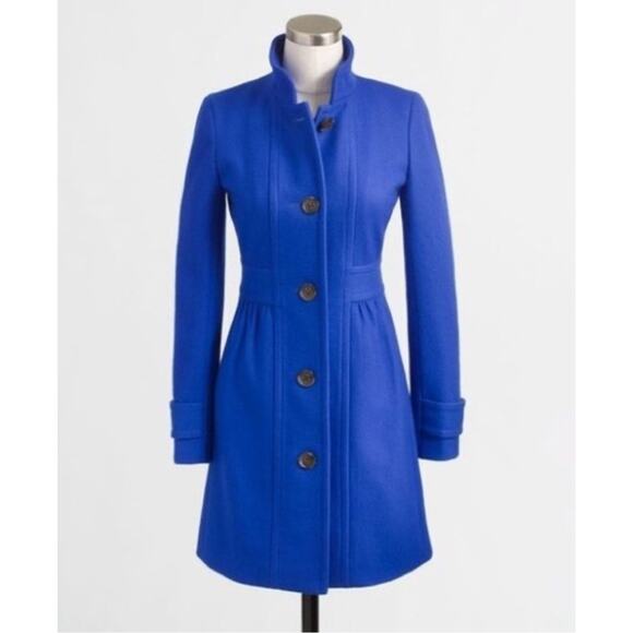 J. Crew Skirted Dress Coat Button Front Long Wool Blend Peacoat Jacket Lady Day